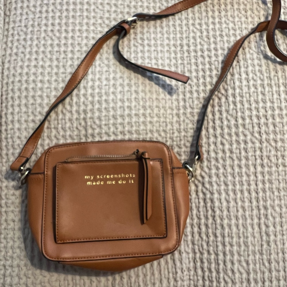 Melie Bianco...Made Me Do It Quote Vegan Leather Mini Crossbody